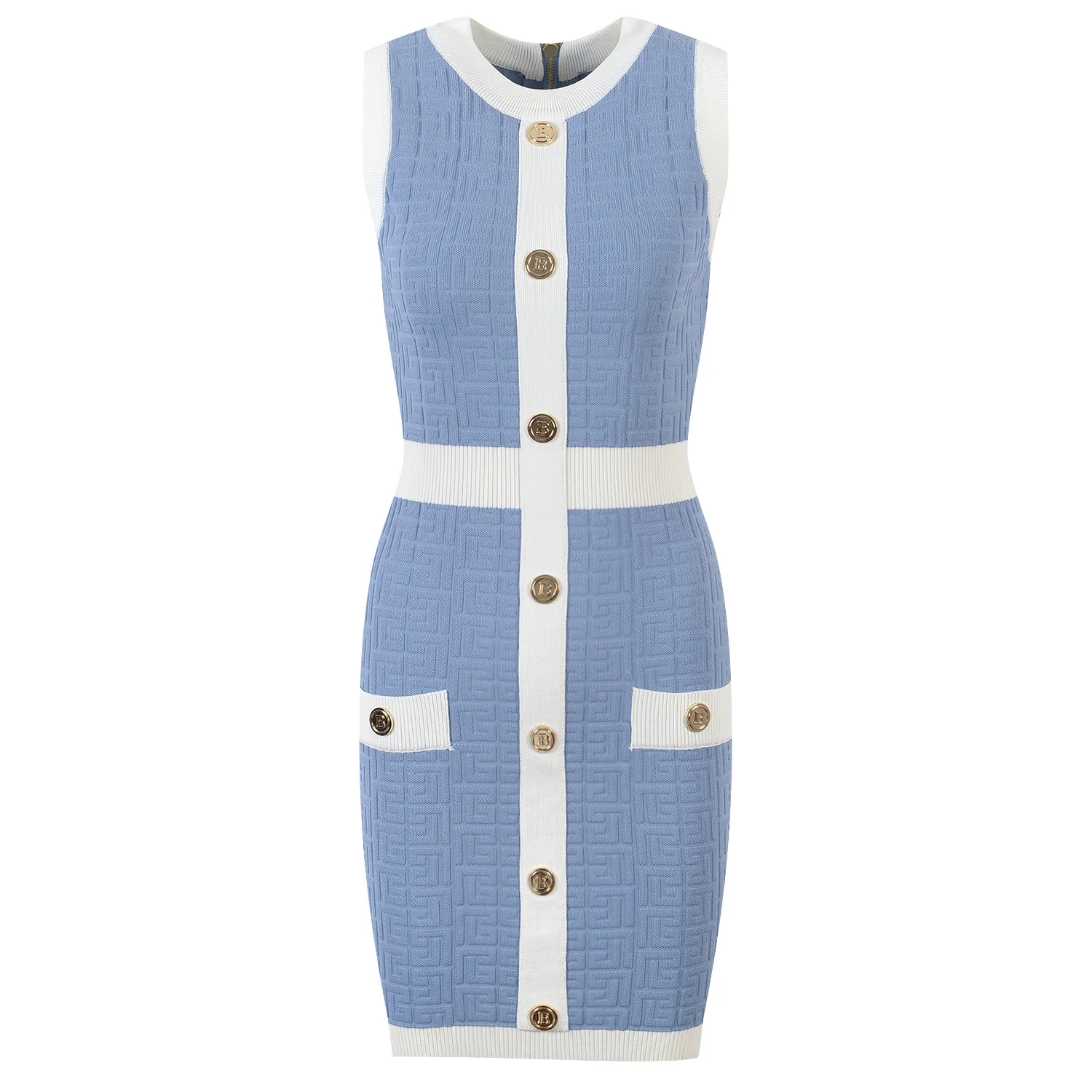 

New Season Contrast Color Sleeveless Tank Knitted Dress For Women Summer New Fashion High Quality Slim Dress 3 Collor For Option