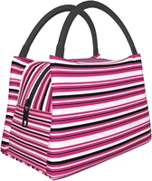 red white zebra stripes lunch bag portable waterproof modern personality print bento tote bags insulated chilled box reusable