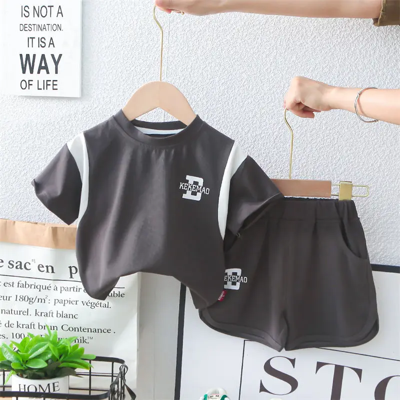 

Boys' Summer Suit Baby Letter Short Sleeve Casual Wear New Summer Boys' Thin Children's Two Piece Set