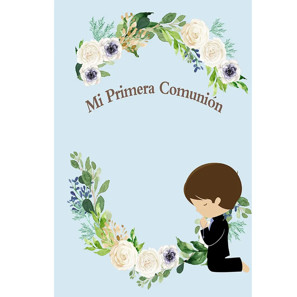 Мальчики Девочки Тема Первого Святого Причастия Индивидуальный Праздничный Фон