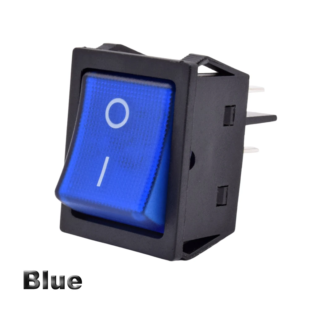 

KCD4-201 30x22 30A 250VAC Сверхмощный кулисный переключатель KCD4 20A 250VAC DPST ON OFF с защелкой 12V 220V Красный Зеленый Синий Светодиодная подсветка