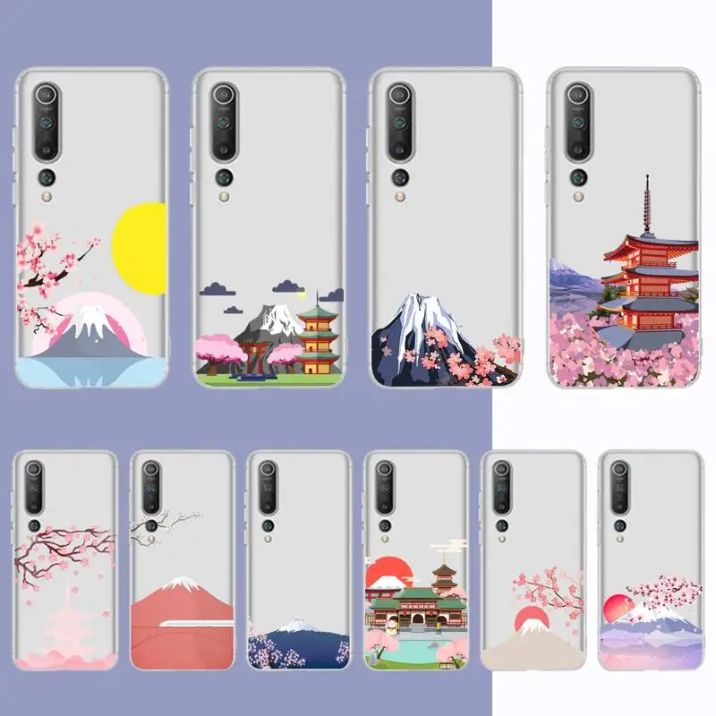 

FHNBLJ Japan Fuji mountain cherry blossom Phone Case For Redmi Note 5 7 8 9 10 A K20 pro max lite for Xiaomi 10pro 10T