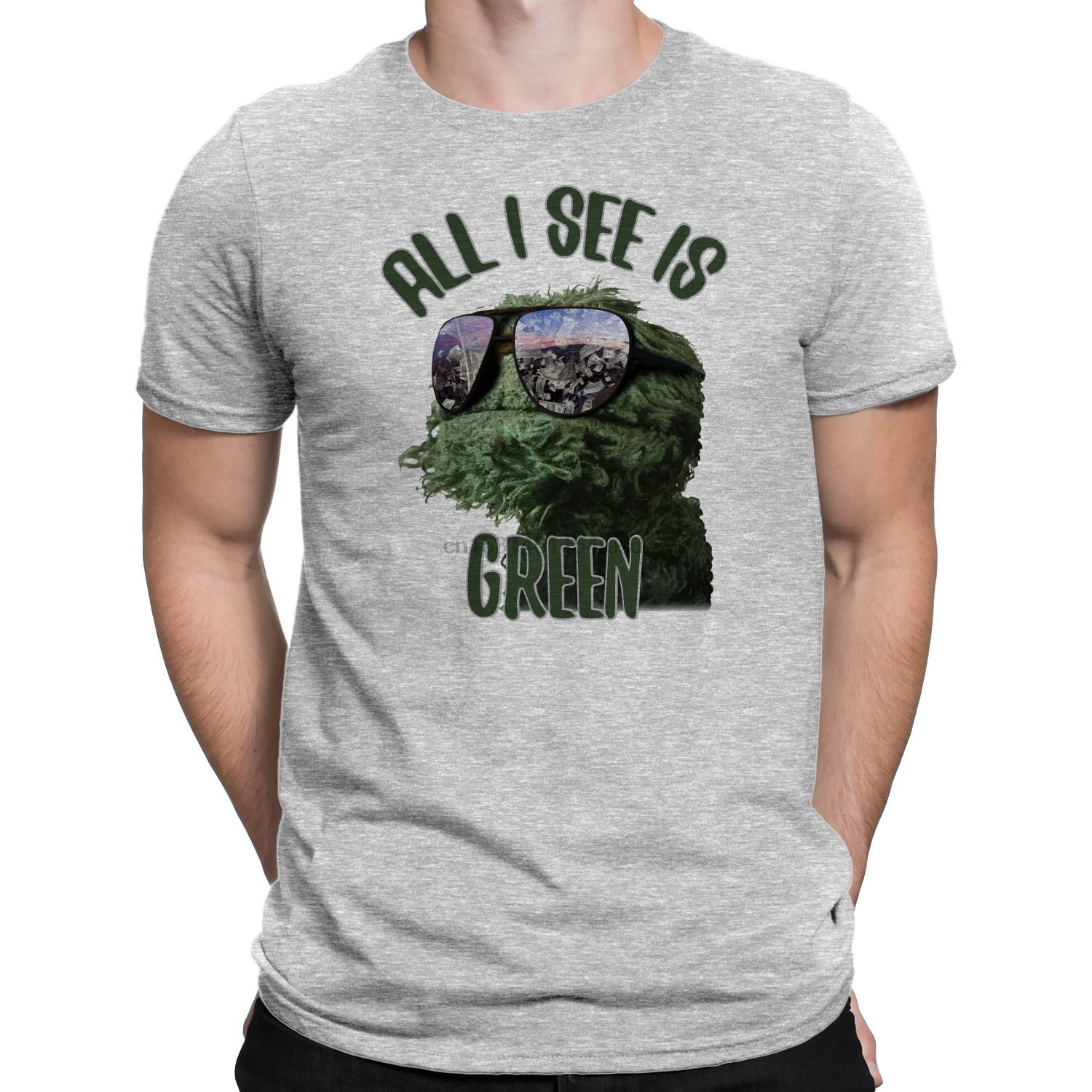 Мужская футболка новинка 2020 с принтом Улица Сезам Оскар Нью-блок зеленая базовая