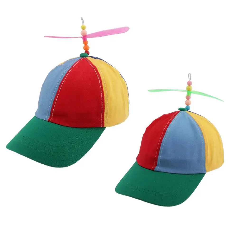 

2xMen's Adult Multicolor , Color BaseballHat , Canvas Propeller Bamboo Dragonfly Hat