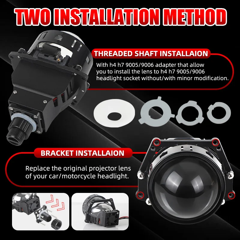 3 0-дюймовый двусветодиодный объектив проектора 110 Вт 20000LM H4 H7 9005 9006 Светодиодные