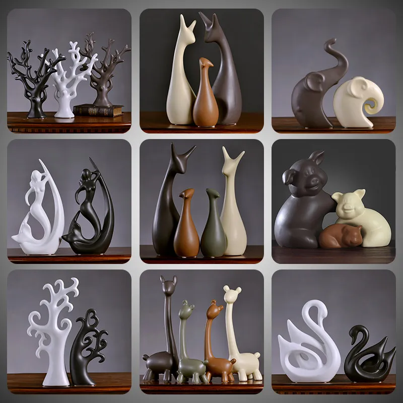 

Modern Ceramic Animal Figurines Crafts Swan Deer Ornaments Home Livingroom Furnishing Decoartion Office Desktop Accessories Art