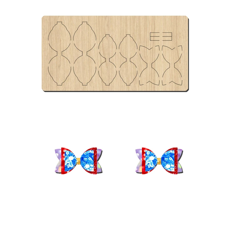 

BC123 Wooden Cutting Die For Freely Assembling Bowknot Hairpin, Applicable To Most Machines