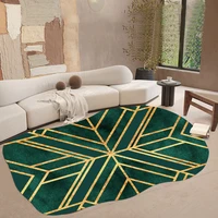 nordic modern simple office living room carpet light luxury green floor mat abstract gold geometric bedroom carpet tapis