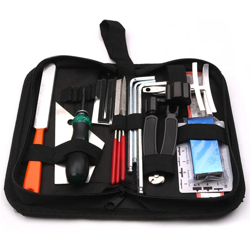 

Guitar Tool Kit Repairing Maintenance Tools String Organizer String Action Ruler Gauge Measuring Tool Hex Wrench Set Files Fin