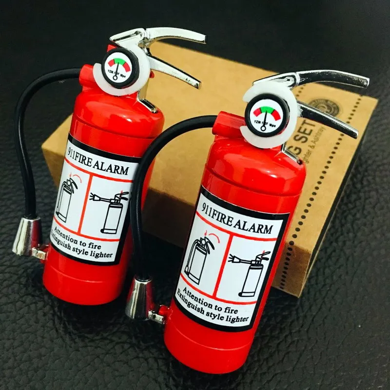 

New Fire Extinguisher Torch Lighter Metal Flash light Free Fire Butane Gas Pipe Lighter Unusual Inflated Cigar Cigarette Lighter