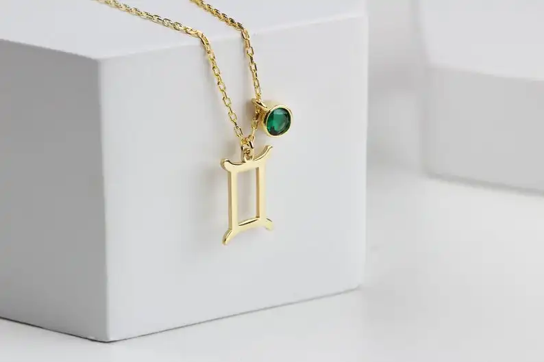 

Silver Zodiac Necklace • Birthstone Necklace • Custom Necklace • Custom Zodiac Necklace • Personalized Horoscope Necklace • Birt