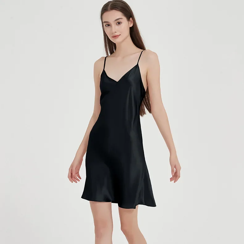 Высокое качество шелковая ночная рубашка 16 м женское сексуальное