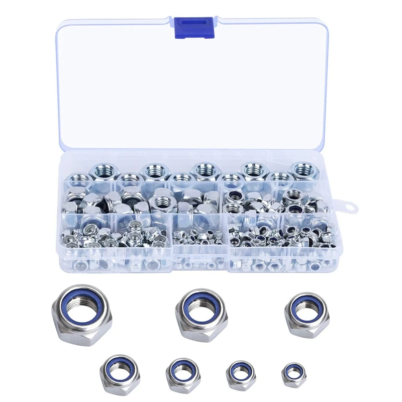 

201 шт., гайки и болты с шестигранным замком, из нержавеющей стали