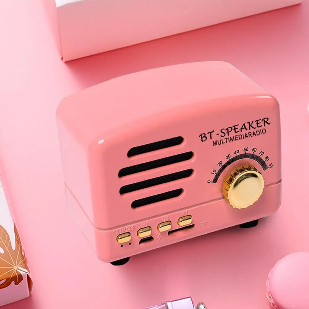 

2 Inch Speaker Retro Hifi Stereo Bluetooth Speaker Mini Portable Wireless Speaker Radio USB/TF Card Music Player Music Box