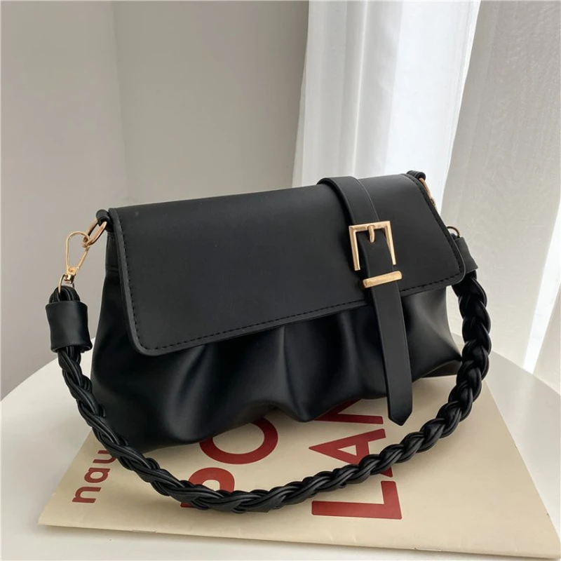 

Armpit Bag Women Retro Handbag PU Leather Underarm Shoulder Bag Fashion Weave Top Handle Bag Female Small Subaxillary Bag Clutch