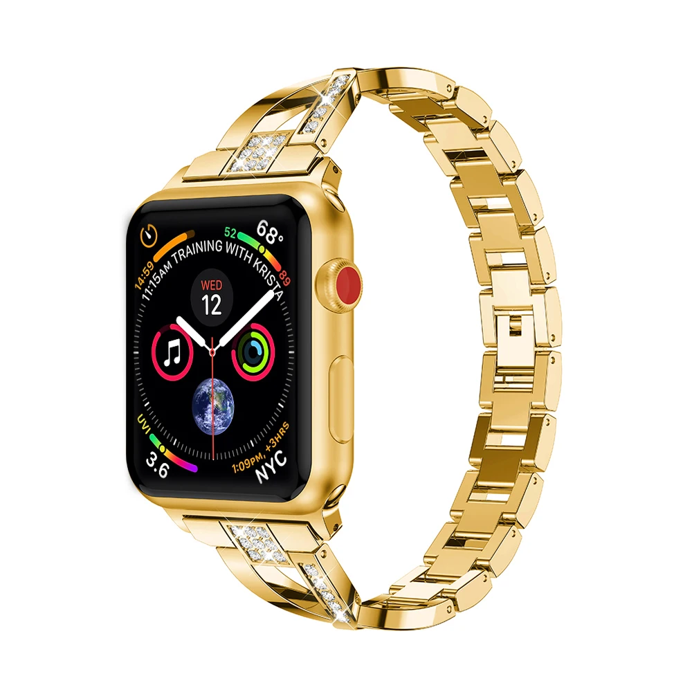 Diamond For Apple Watch band 45mm 41mm 44mm 40mm stainless steel strap Iwatch series 7 6 5 4 3 SE 42mm 38mm wrist belt bracelet