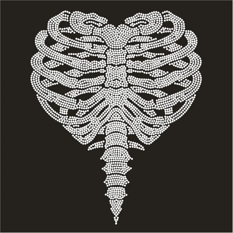 Bone Rhinestones Heat Transfers Hoodie Hotfix Crystals Iron Patch Stripes For Clothes Custom Thermal Stickers Craft Applique