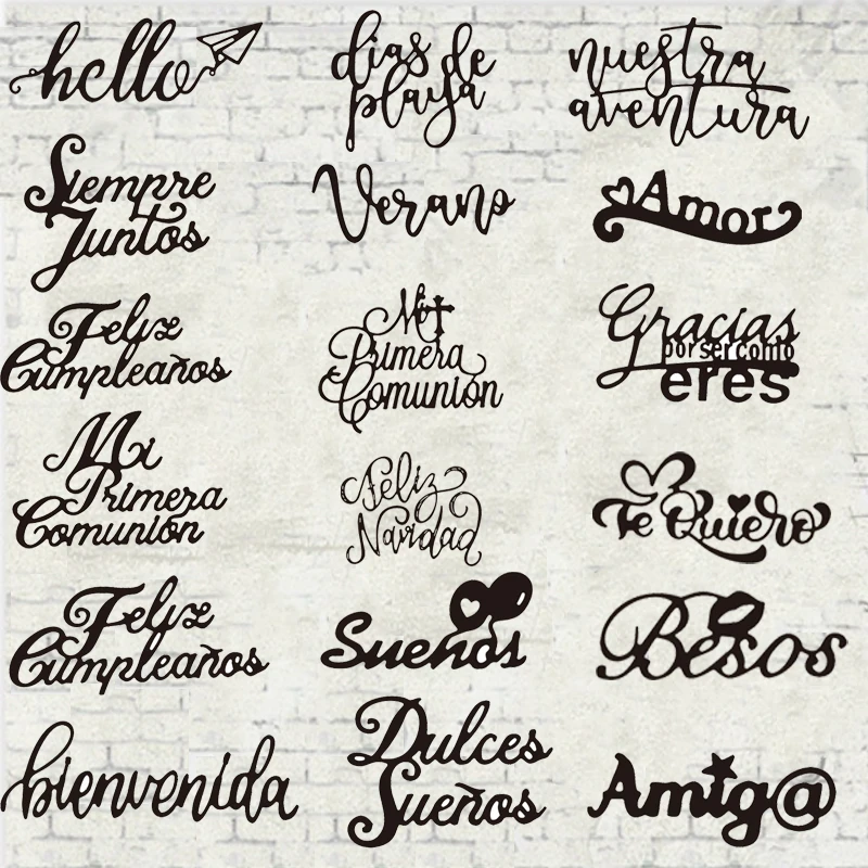 

Spanish Blessing Phrases Metal Cutting Dies For DIY Scrapbook Cutting Die Paper Cards Embossed Decorative Craft Die Cut 2022 New
