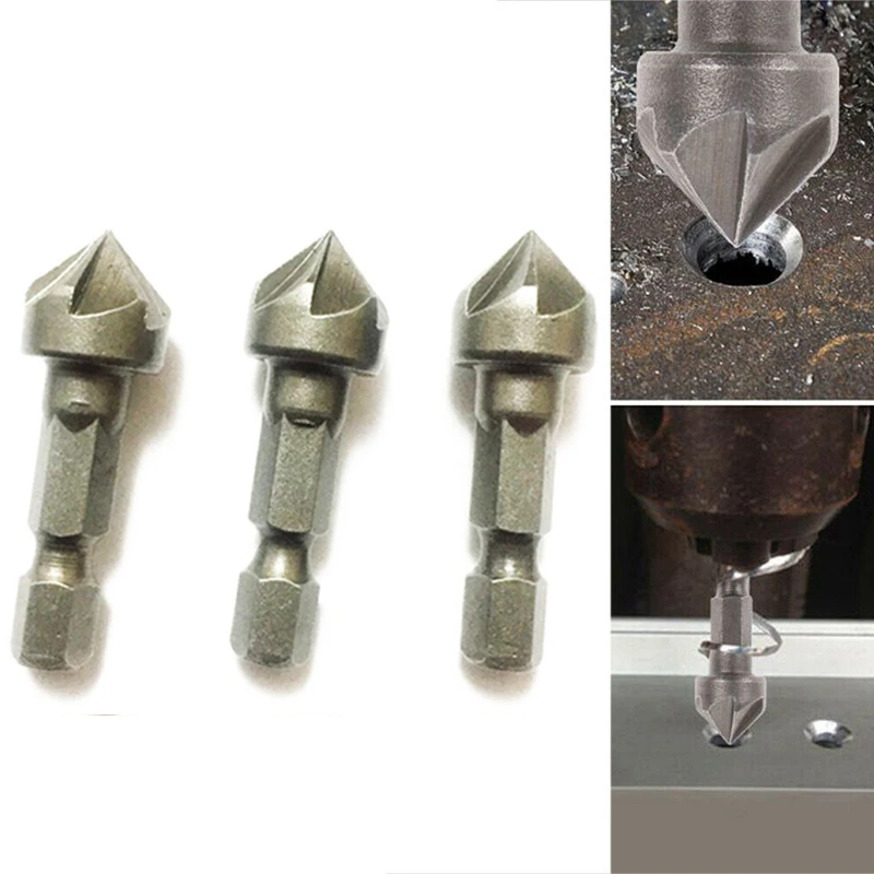 

Hexagonal shank six-blade chamfering tool carbon steel sandblasting chamfering knife woodworking hole opener countersink