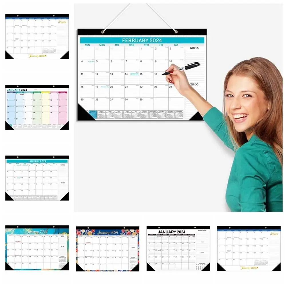 

Ежедневник 2024, настенный календарь, еженедельный график, офисные принадлежности, английский календарь, бумага 18 месяцев, канцелярские принадлежности