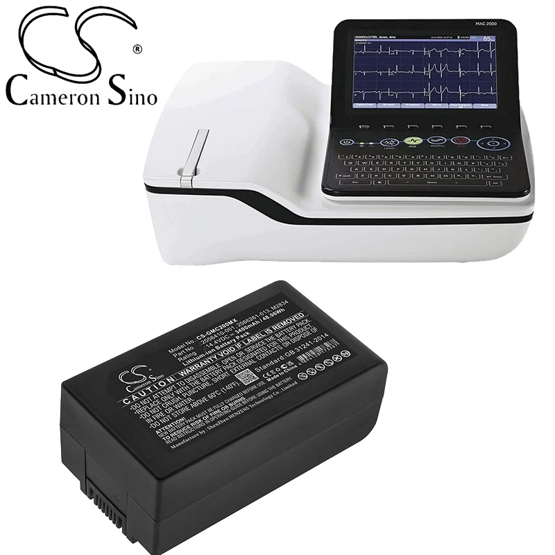 

Cameron Sino 2600mAh/3400mAh Portable Resting ECG Machine Li-ion Battery M2834,2066261-013,2056410-001 for GE MAC 2000, EKG