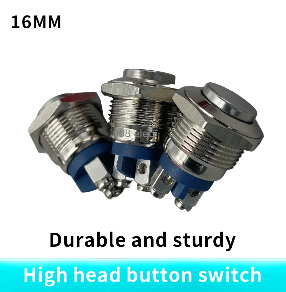 16 мм высокоголовый круглый Мгновенный металлический кнопочный переключатель DT