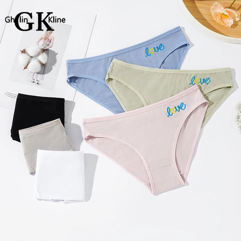 

New Arrive GK Brand High Quality Panties for Ladies Simple Love Letter Solid Color Seamless Smooth Material Underpants