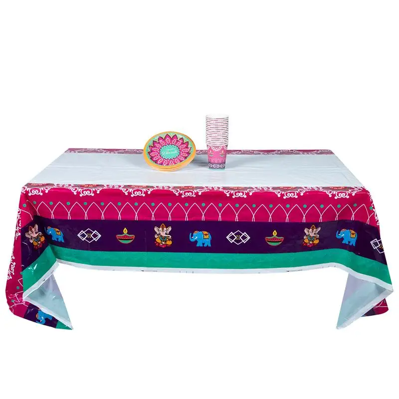 

1 Set Paper Plates Cups and Mandala Tablecloth Festival of Lights Party Dinnerware Diwali Decor or Home Decor Party