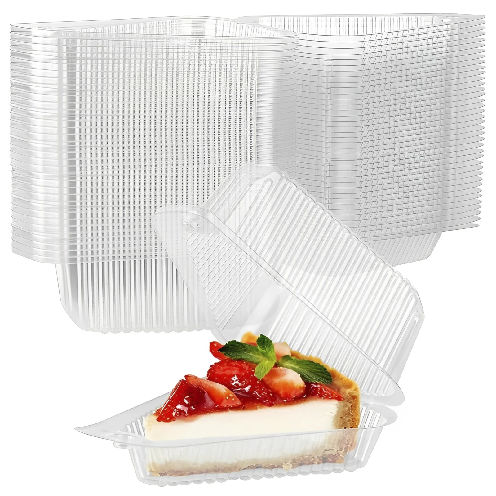 

150Pcs Cake Slice Container Clear Triangle Dessert Box Reusable Food Packing Box Plastic Mousse Cheesecake Take Out Box