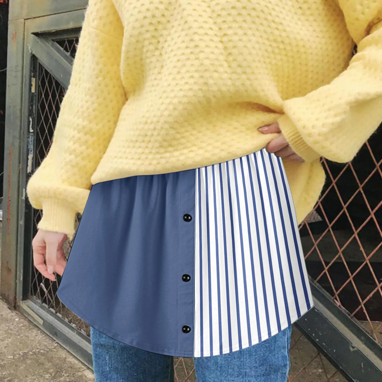 

Women's Shirt Extensions All-Match Adjustable Layering Fake Top Lower Sweep Shirt Extender Bottom Elastic Waist Mini Dress