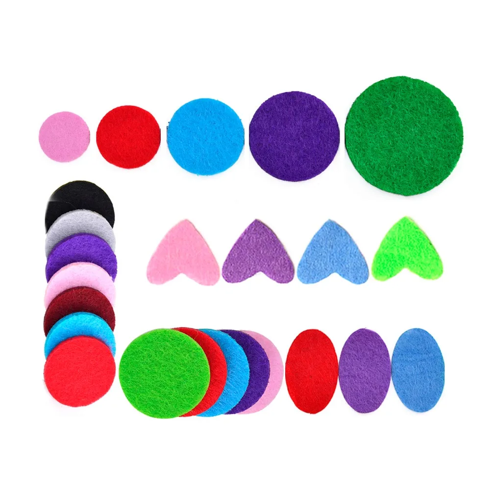 

100pcs 25mm 30mm Mixed Colorful Spacers Thick Felt Refill Pads For Aromatherapy Essential Oil Diffuser Locket Perfume Necklace