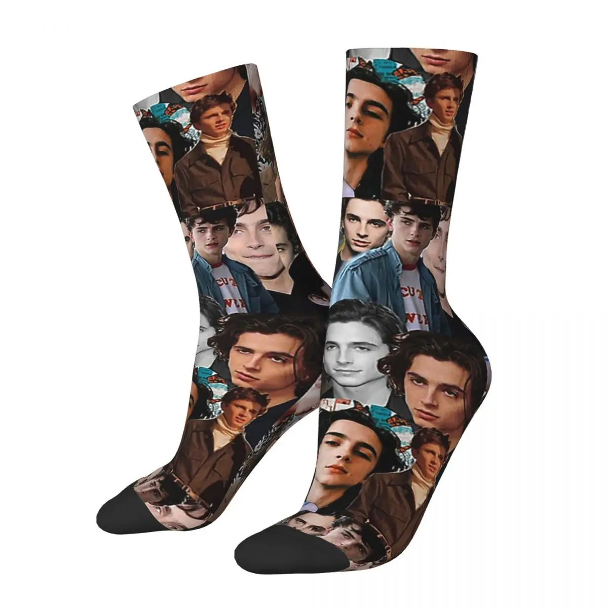 

New Male Men Socks Harajuku Timothee Chalamet Collage Sock Sport Women Socks Spring Summer Autumn Winter