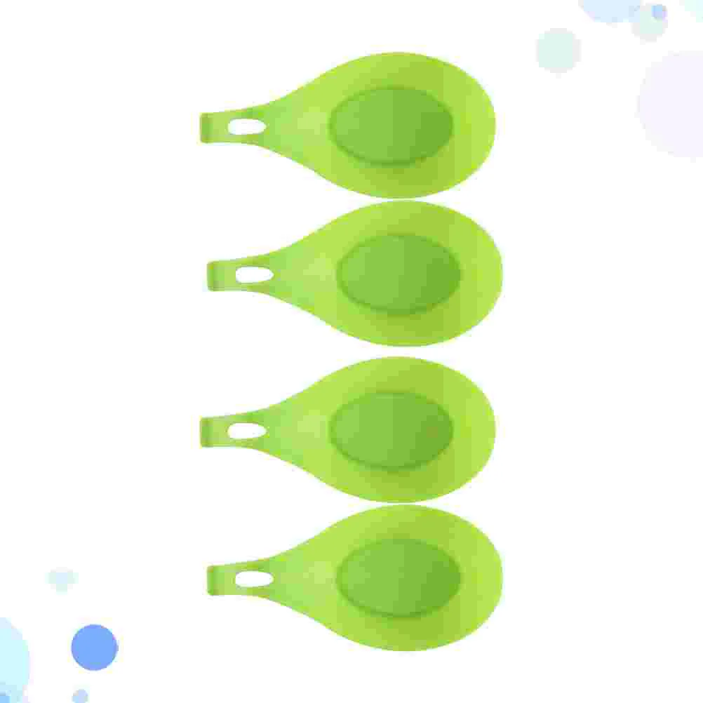 

4pcs Silicone Spoon Rests Kitchen Utensil Holder Spoon Rack Spoon Pad for Home Restaurant (Light Green)