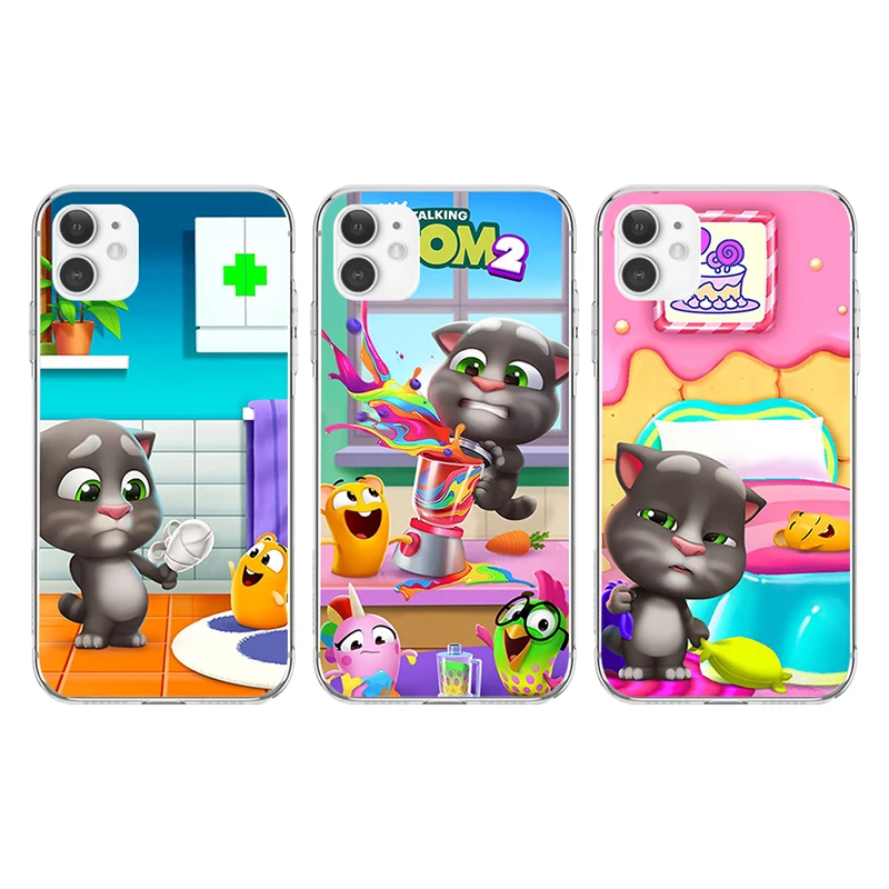 

Cartoon Cute Game Talking Tom Cat Phone Cases Transparent for Apple Iphone 13 12 11 Pro Max Mini XS XR 8 7 6 6SPlus X SE2020 TPU