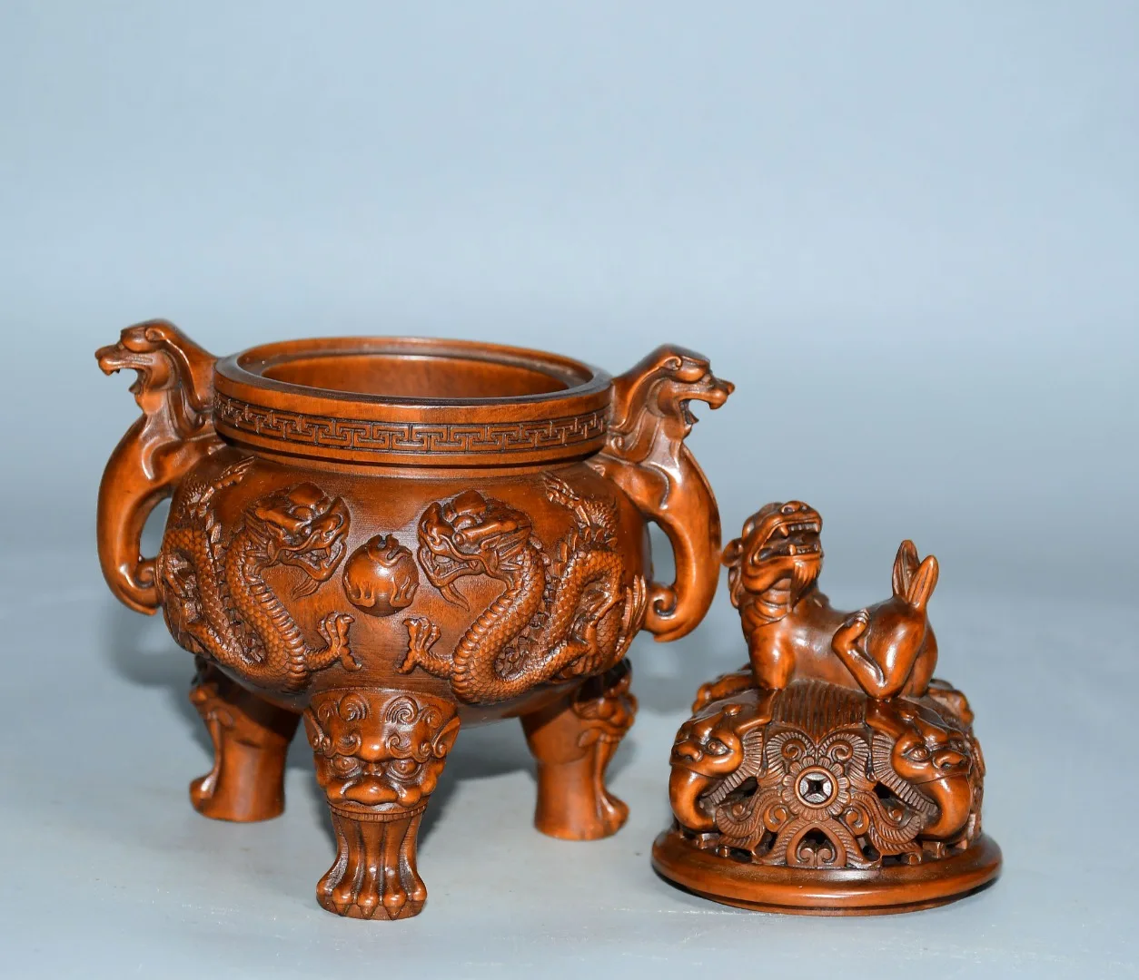 6-дюймовая коллекция тибетского храма старый самшит храбрые войска статуя Pixiu ухо