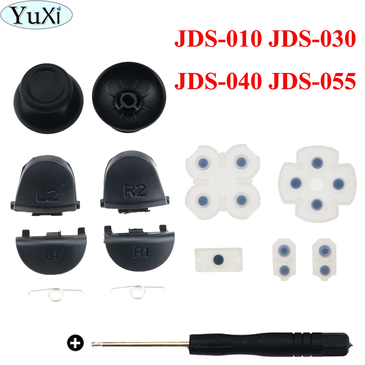 

Пусковые кнопки YuXi для JDM JDS 055 050 040 030 011 001 R2 L2 L1 R1, набор для Mod, для контроллера PS4 Pro Slim, аналоговые колпачки для стиков