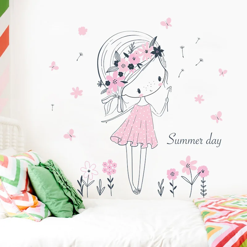 

Cute Princess Fairy Wall Stickers Cartoon Dance Sweet Girls Kitty Butterfly Wall Stickers Home Decoration Wall Stickers