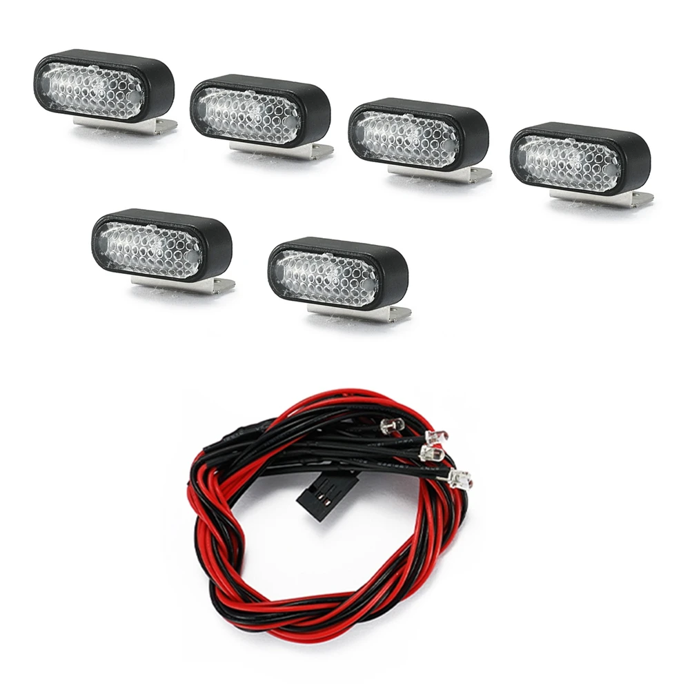 

6Pcs LED Roof Lights Headlights Spotlight for MN D90 MN-90 MN99S G500 MN86S MN86 WPL D12 C14 C24 RC Car Upgrade Parts,1