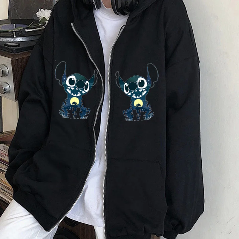 

Disney Streetwear Lilo Stitch Anime Zip up Pockets Kawaii Hoodies halloween winter clothes women Sweatshirts Aesthetic suéteres