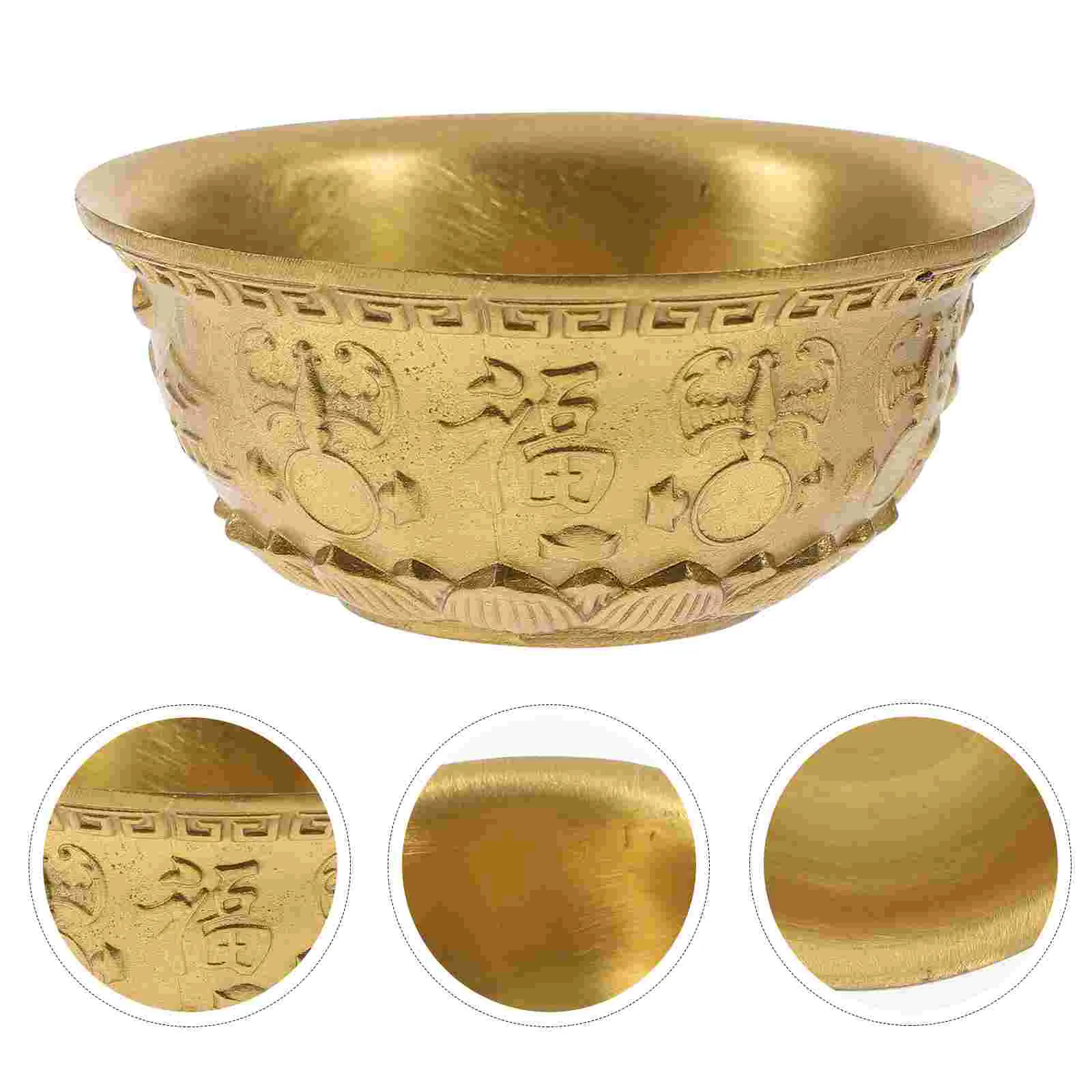 

Bowl Treasure Basin Offering Wealth Brass Bowls Chinese Gold Golden Water Copper Tibetan Good Money Altar Meditation Figurine