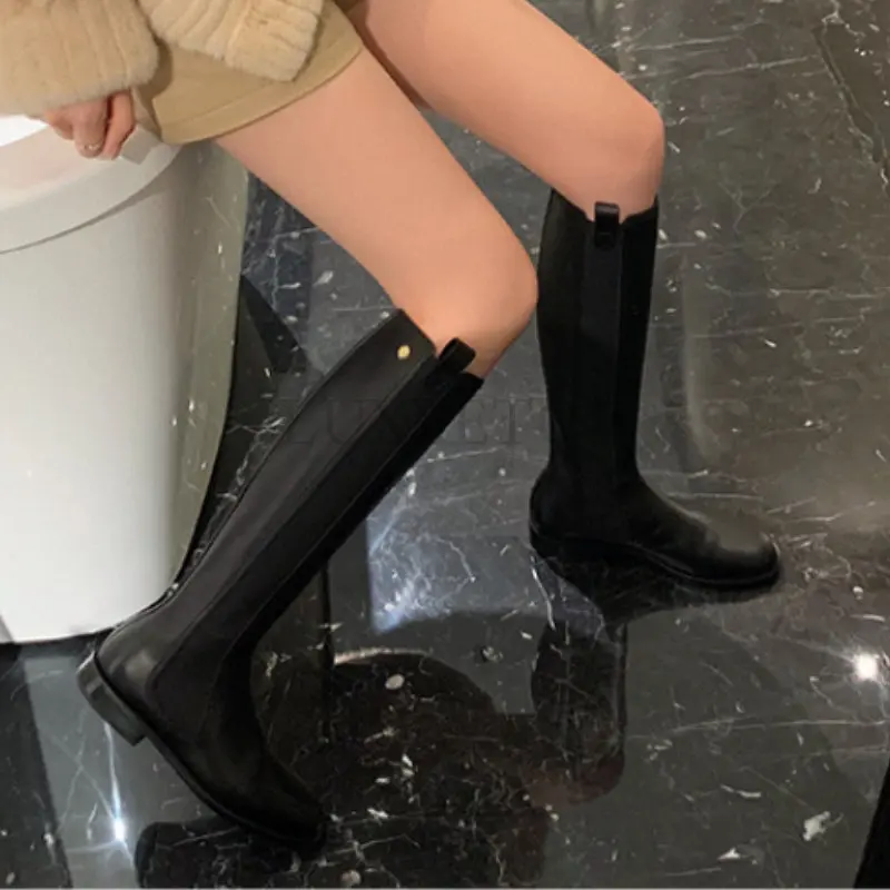 Brand New Ladies Platform Black Boots Fashion Chunky Med Heels Knee High Boots Women Casual Party Shoes Woman Thigh High Boots