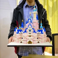 knew built pink castle model kits toys microblock building blocks for adults prince princess castles architecture sets bricks