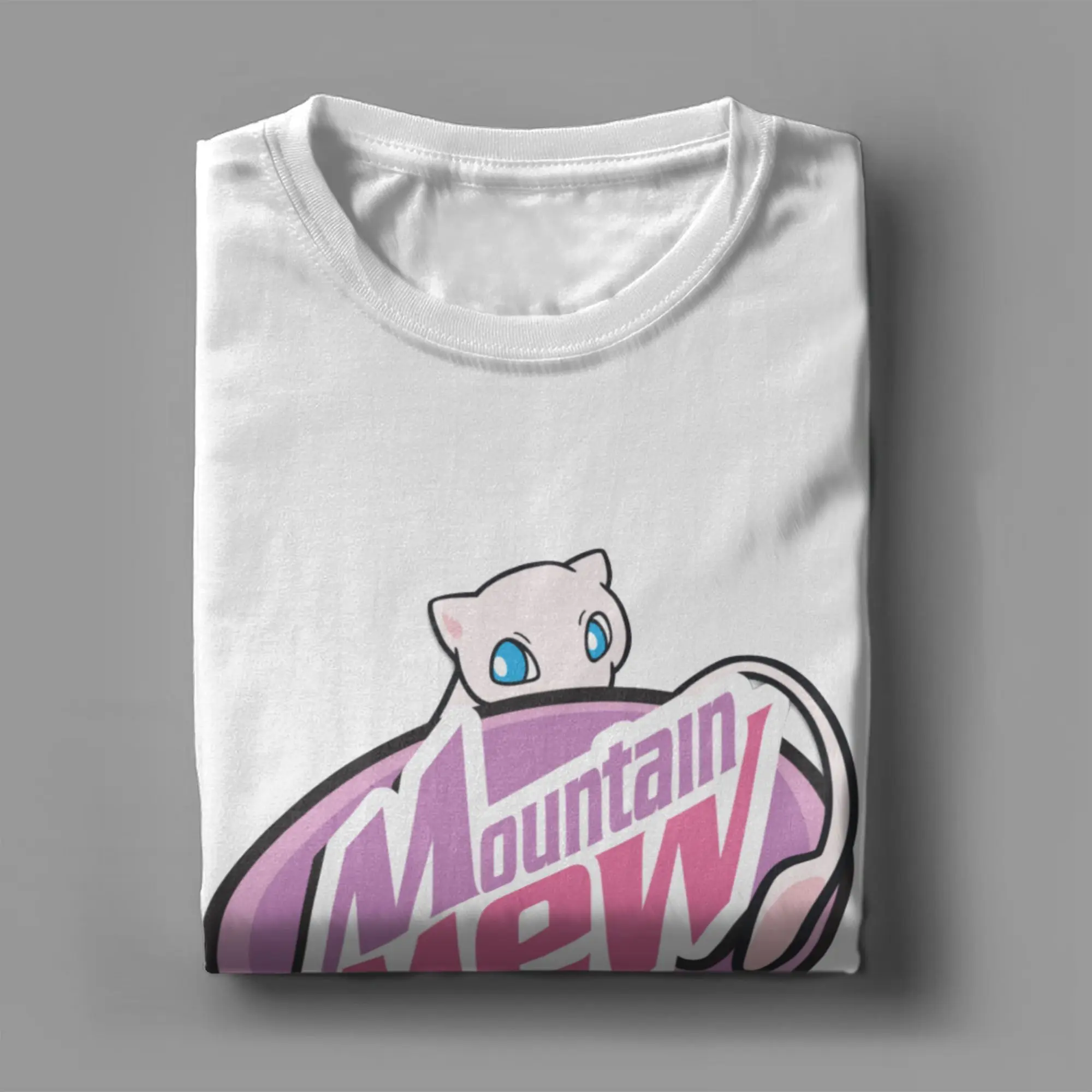 Фото Мужские футболки Pokemon Mountain Mew, винтажные футболки с короткими рукавами и круглым вырезом, футболки из чистого хлопка, топы больших размеров №4