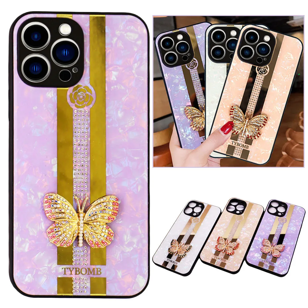 

Fashion Luxury Glitter Butterfly Crystal Phone Case For iPhone 12 13 11 Pro Max X XR XS 7 8 Plus Soft Silicone Shockproof Cover