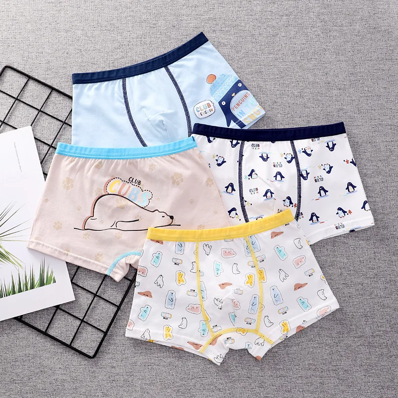 Нижнее белье для мальчиков 4 цветов хлопковые трусы малышей с мультяшным