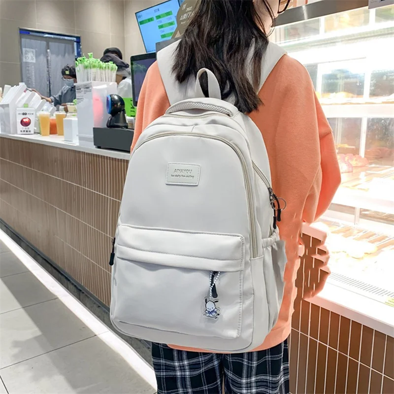

Women's Backpack Solid Color Female Multi-pocket Casual Woman Travel Bag Schoolbag for Teenage Girl Book Knapsack