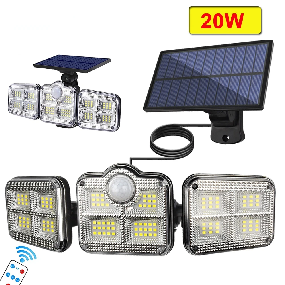 

20W 3000lm Super Bright Solar Lights 122LED IP65 Waterproof Outdoor Indoor Solar Lamp With Adjustable Head Wide Lighting Angle
