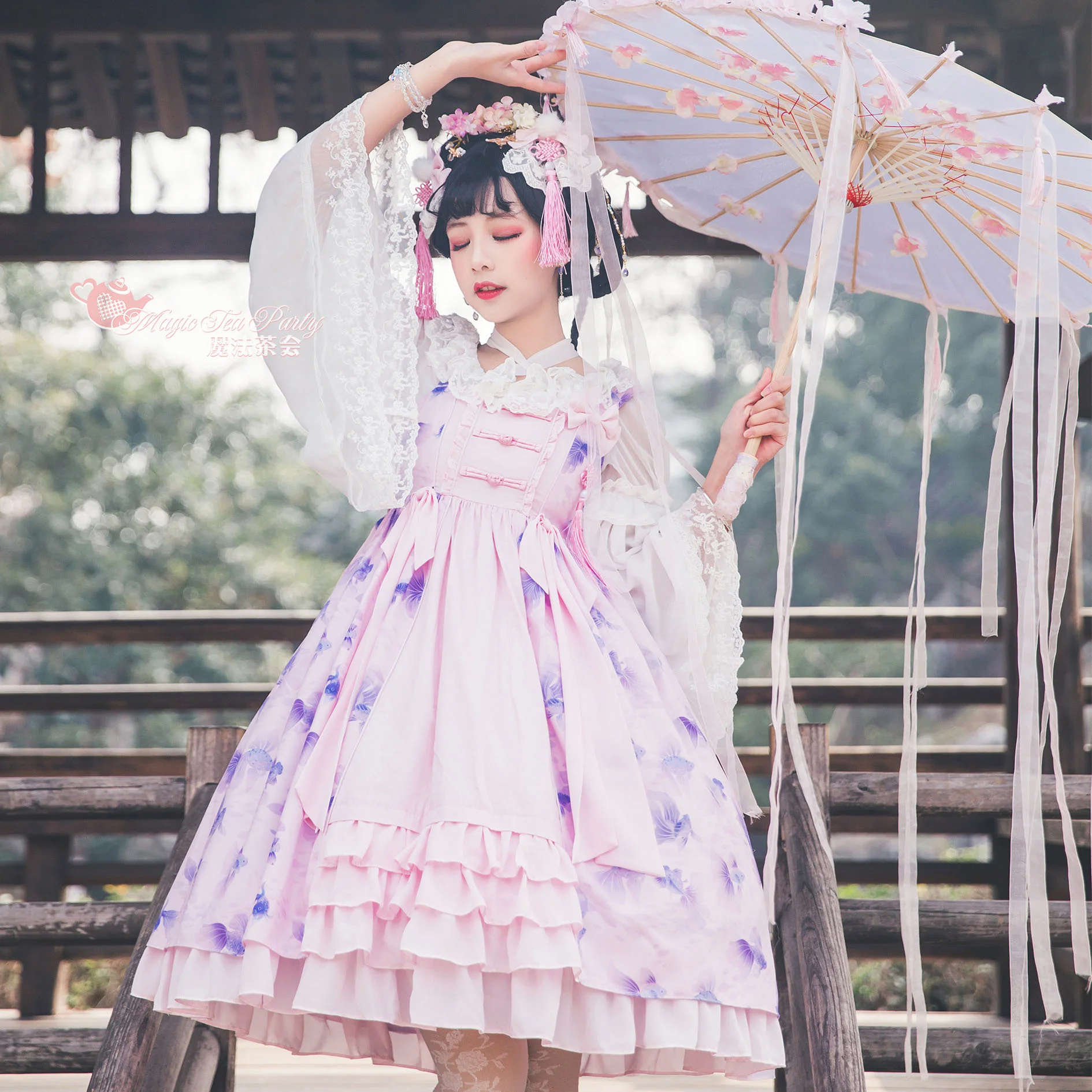 

Китайское ретро платье Hanfu Сладкая Лолита на бретельках Дворцовое платье Викторианский принт кавайная девочка Лали косплей готическая лолита кимоно
