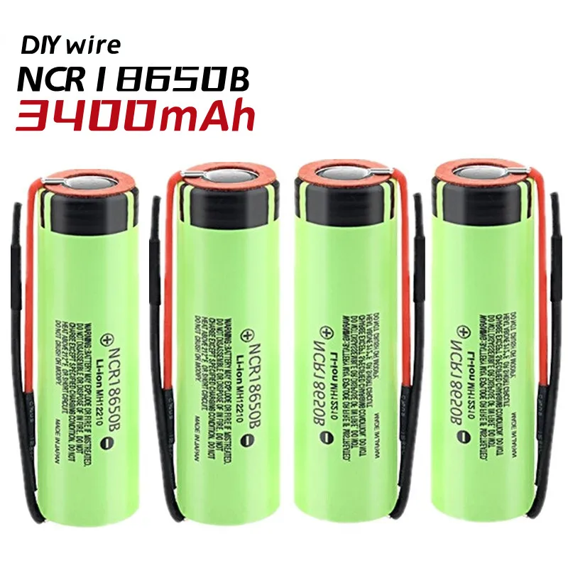 

1-20PCS 100% Original 18650 battery 3400mah 3.7v lithium battery NCR18650B 3400mah Suitable for flashlight battery +DIY wire