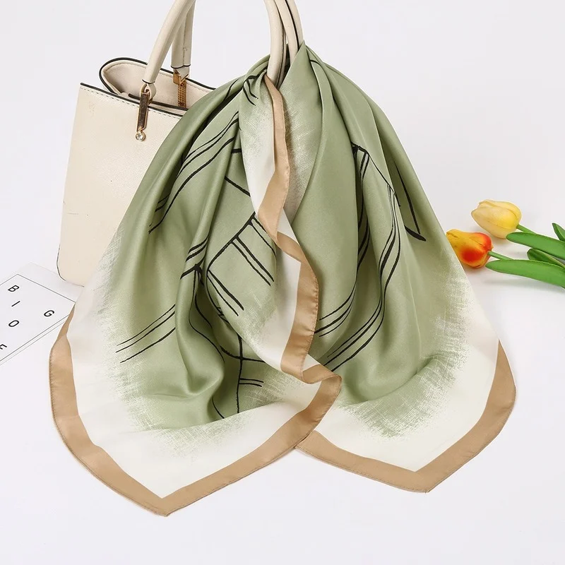 Высококачественный Шелковый женский шарф с геометрическим узором корейский